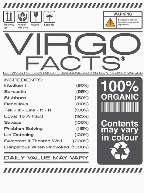 warning Virgo horoscope Facts Astrological Zodiac by bestdesign4u Virgo Meaning, Astrology Love Compatibility, Virgo Personality Traits, Virgo September, Tattoo Tshirt, Virgo Queen, Horoscope Facts, All About Virgo, September Virgo