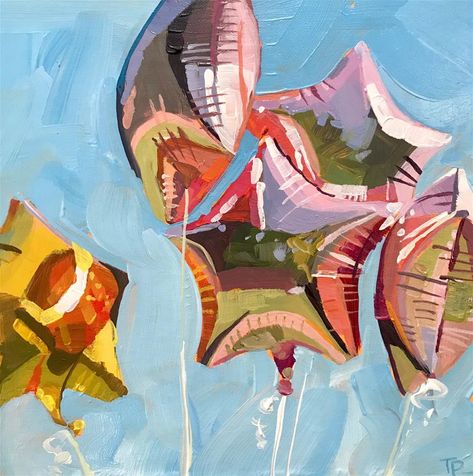 "5 Stars" by Teddi Parker Balloon Illustration, Gcse Art Sketchbook, Balloon Painting, Ap Art, A Level Art, Balloon Art, Painting Lessons, Art Party, Art Auction