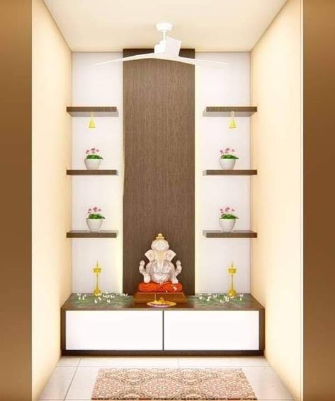 Simple Pooja Room Door Design Indian, Small Pooja Room Ideas, Puja Room Design Indian, Pooja Units, Pooja Room Ideas Indian, Tv Shelf Design, Dressing Mirrors, Modern Dressing Table Designs, Puja Decor