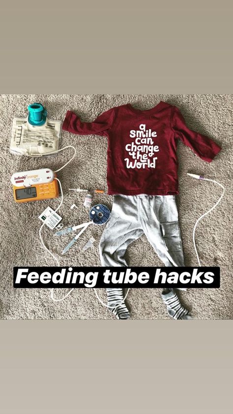 Feeding tube hacks to save you time, money, and sanity. #lifehacks #feedingtube #enteralfeeding #tubefed #tubiebaby #tubie #gtube #gjtube #feedingtube Feeding Tube Photoshoot, Feeding Tube Supply Organization, Gtube Feeding Hacks, G Tube Hacks, Feeding Tube Aesthetic, Feeding Tube Hacks, Gtube Feeding, Feeding Tube Awareness, Baby Feeding Timeline