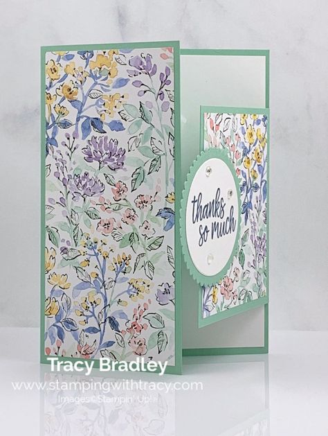 Hand Penned Dsp Stampin Up Cards, Stampin Up Hand Penned Cards, Hand Penned Petals Stampin Up Cards, Stampin Up Designer Paper Cards, Stampin Up Thinking Of You Cards, Stampin Up Hand Penned, Designer Paper Cards, Card Gifts, Fancy Fold Card Tutorials