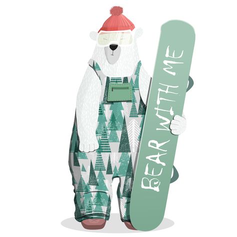 Snowboard Graphic Design, Winter Animal Illustration, Snowboarder Drawing, Snowboarding Illustration, Snowboarding Art, Snowboard Illustration, Snowboards Design, Skiing Illustration, Ski Illustration