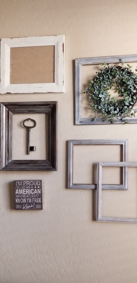 Empty Picture Frames On The Wall, Empty Frames On Wall Decor Ideas, Empty Picture Frames, Frame Placement, Empty Frame, Gallery Wall Bedroom, Frame Collage, Empty Frames, Salon Suites