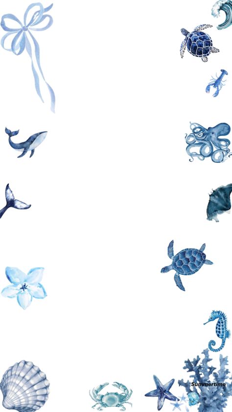 Turtle Wallpaper, Cute Blue Wallpaper, Floral Wallpaper Iphone, Pretty Phone Wallpaper, Summer Painting, Sea Inspired, Doodle Art Designs, Iphone Background Wallpaper, Blue Wallpapers