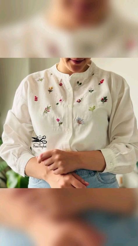 Basic Hand Embroidery Stitches, Clothes Embroidery Diy, Simple Hand Embroidery Patterns, Hand Beaded Embroidery, Simple Embroidery Designs, Embroidery On Kurtis, Diy Embroidery Designs, Kurti Embroidery Design, Fashion Sewing Tutorials