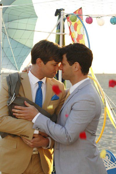 Pin for Later: The Ultimate Movie and TV Weddings Gallery The New Normal David (Justin Bartha) and Bryan (Andrew Rannells) tie the knot after getting their new little bundle of joy. Justin Bartha, My Big Fat Greek Wedding, Failing Marriage, Tv Weddings, Andrew Rannells, Movies Of All Time, Crazy Rich Asians, Crazy Rich, Wedding Movies