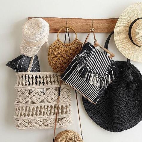 Live Edge Wood 5 Hook Rack | World Market Handwoven Straw Shoulder Bag For Market, Woven Basket Shoulder Bag For Market, Bohemian Natural Woven Shoulder Bag, World Market Wood Wall Shelf, Bohemian Handwoven Basket Shoulder Bag, Steel Bookshelf, Stylish Wall Decor, Pot Rack Hanging, Towel Racks