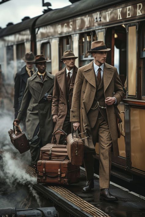 Step back into the glamour of travel's bygone era 🚂💼. Discover Boss Mens Style suits and trench coats that bring sophistication to your wedding journey. Feel the classic allure with every polished detail and vintage suitcase in tow. #TravelInStyle #VintageElegance #MensFashion #WeddingInspiration #TrainTravel #BossStyle #ClassicGentleman #TimelessChic English Suits Men, English Gentleman Style Vintage, Country Gentleman, English Gentleman, Mens Fashion Wedding, Suits Men, Vintage Suitcase, Boss Man, Bygone Era