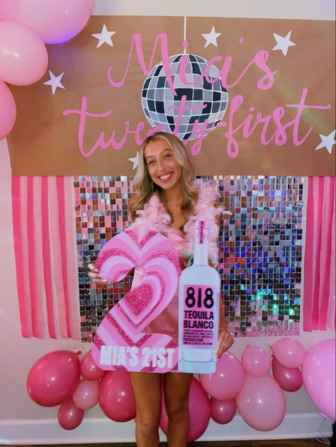 Twenty One Sign 21st Birthday, 21st Bday Themes Women, Shotbook Cover 21st Birthday, 21st Shotbook Party Ideas, Pink And Blue 21st Birthday, 21st Bday Backdrop, Shotbook Themes 21st Birthday, Shot Party Theme, 21 Necklace Sign