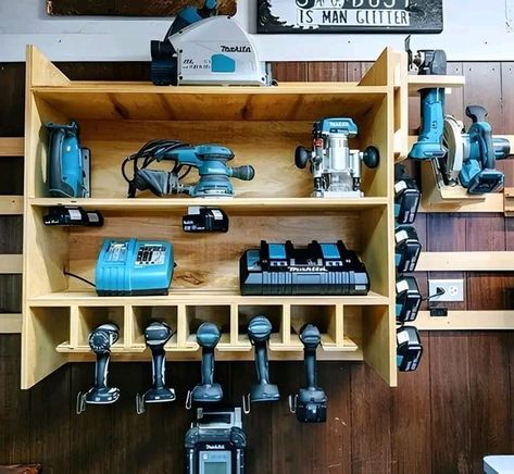 Tool Wall Storage, Garage Storage Inspiration, Diy Garage Storage Cabinets, Power Tool Storage, Garage Organization Diy, Diy Garage Door, Woodworking Shop Layout, Tool Storage Diy, Pvc Pipes