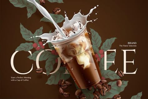 Coffee Ads, Coffee Poster Design, Coffee Advertising, Ice Cream Poster, Tea Labels, Coffee Label, Design Café, Publicidad Creativa, Coffee Menu