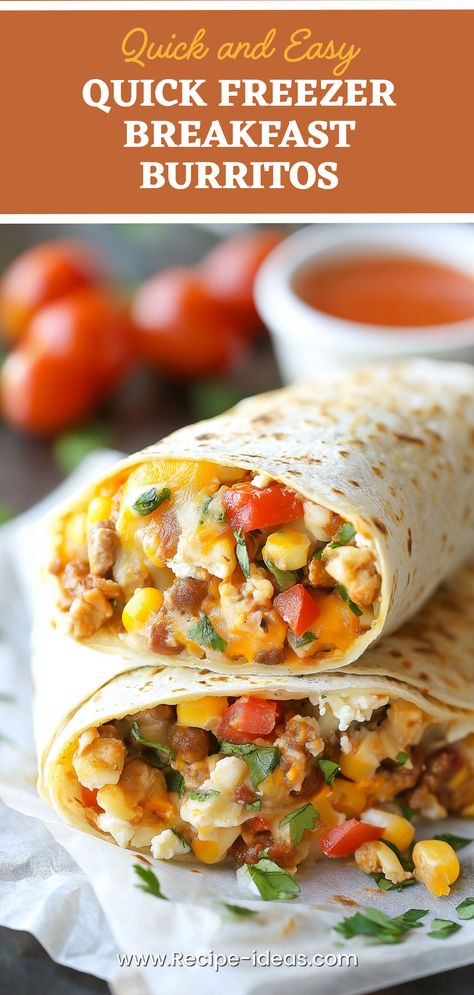 Start your day off right with these Quick Freezer Breakfast Burritos! Perfectly crafted for those hectic mornings, these make-ahead meals are a game changer for anyone needing a nutritious breakfast on the go. Packed with flavorful ingredients and easily customizable to suit your taste, they're not only delicious but also convenient. Freeze in batches, reheat quickly, and get the fuel you need to tackle your day with ease. Discover how to make these satisfying burritos for effortlessly busy mornings. Breakfast Burritos Sausage Egg Cheese, Breakfast Burritos Frozen High Protein, Healthy Frozen Breakfast Burritos, Turkey Breakfast Burritos, Healthy Freezer Breakfast Burritos, Breakfast Casserole Freezer Meal, High Protein Breakfast Burrito Meal Prep, Gluten Free Breakfast Burritos, Breakfast Burritos To Freeze