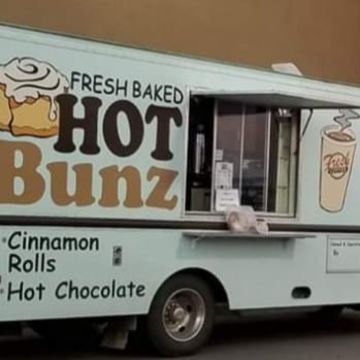 Winter Food Truck Ideas, Baked Goods Food Truck, Baking Food Truck, Cinnamon Roll Food Truck, Food Truck Breakfast Ideas, Breakfast Truck, Breakfast Food Truck, Mozzerella Cheese, Food Truck Menu