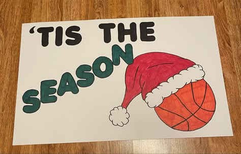 Christmas Pep Rally Ideas, Basketball Cheer Posters Signs, Sports Student Council Posters, Posters For Basketball Games Ideas, Jersey Day Spirit Week Poster, Christmas Poster Ideas For School, Signs To Make For Basketball Games, Basketball Cheer Posters, Basketball Cheer Signs Ideas