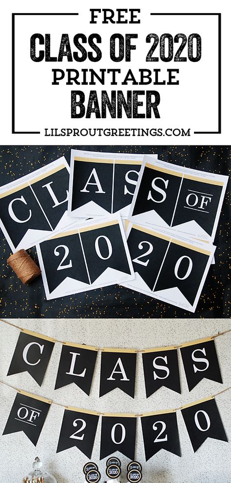 Free printable Class of 2020 graduation party banner. Download the files, print and assemble! #classof2020 #graduation #graduate #freeprintables Graduation Banner Printable, Graduation Party Desserts, Graduation Printables, Fashion Maker, Outdoor Graduation Parties, Graduation Party Banners, Senior Graduation Party, Printable Decorations, Graduation Party High