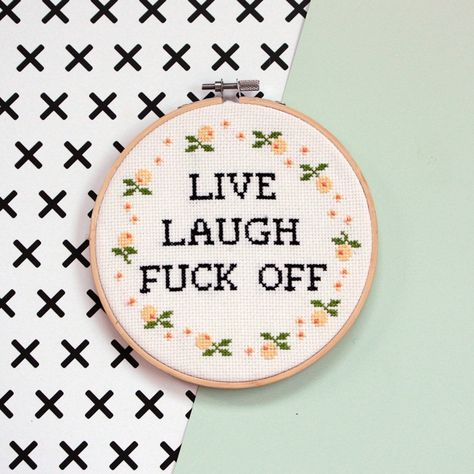 Cheesy Inspirational Quotes, Rude Cross Stitch, White Cross Stitch, Bamboo Embroidery, Needlecraft Kits, Cross Stitch Beginner, Cross Stitch Quotes, Basic Embroidery, Funny Cross Stitch Patterns