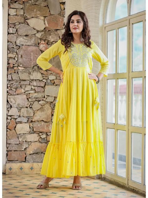 Cotton Anarkali Kurta, Cotton Anarkali, Women Ethnic Wear, Antique Jewellery Online, Anarkali Kurta, Sharara Set, Zari Work, Pant Sets, Dress Gown