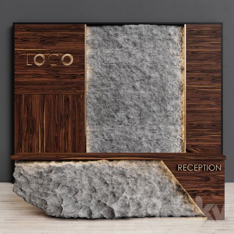 Rock Reception Desk, Office Reception Furniture, Hair Salon Interior, Wood Stone, Reception Desk, Modern Materials, In 3d, Office Furniture, Hair Salon