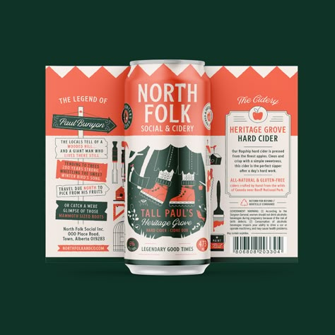 NorthFolk Social & Cidery's Can Are Inspired By Canadian Folklore | Dieline - Design, Branding & Packaging Inspiration Polar Vintage, Sugar Rush Ride, Beer Packaging Design, Beer Label Design, Sparkling Cider, Hard Cider, Beer Brands, Good Bones, Dirty Martini