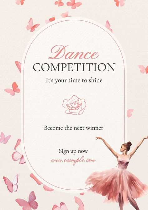 Dance competition poster template | premium image by rawpixel.com Dance Competition Poster Ideas, Dance Competition Poster, Dance Template, Competition Poster, Ballet Poster, Ballet Posters, Poster Flower, Dance Images, Cartoon Flowers