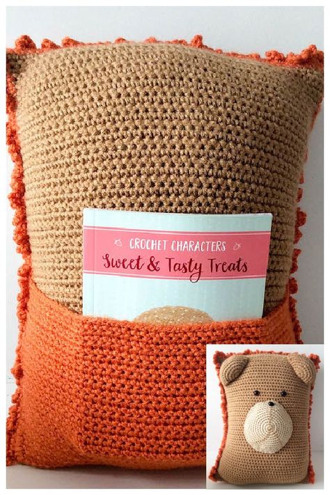 Lion Pocket Pillow Free Crochet Pattern