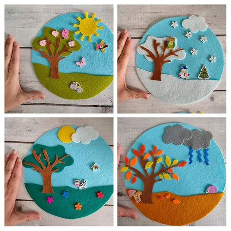 Felt Calendar Preschool, Winter Season Activities For Preschool, Didactic Games For Kids, Four Seasons Crafts For Kids, Summer Season Activity, Seasons For Kids, Toddler Activties, Spring Season Crafts, Seasons Craft