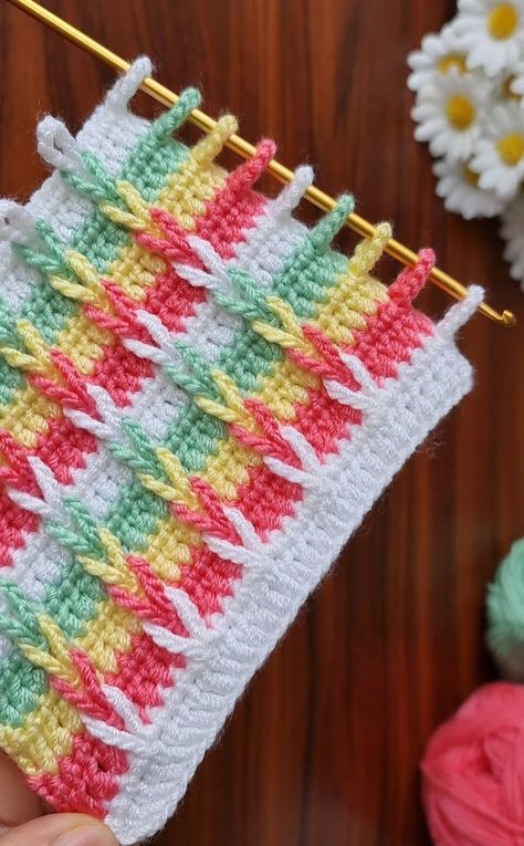 Crochet This Simple 3D Stitch – 2023 Edition – Tutorials & More 3d Crochet Patterns, Aesthetic Crochet Blanket, 3d Crochet, 3d Eye, Striped Baby Blanket, Free Aesthetic, Aesthetic Crochet, Crochet Fabric, Crochet Stitches Patterns