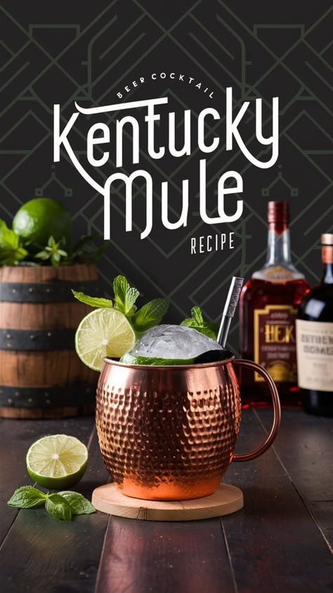 Picture this: it’s a warm summer evening, you’re sitting on your porch with a refreshing drink in hand, and the sun is slowly sinking below the horizon. What could possibly make this moment even more perfect?  A glass of Kentucky Mule, that’s what. This bourbon-based twist on the classic Moscow Mule is the ideal companion for those lazy evenings, bringing together the smooth flavors of bourbon, the spiciness of ginger beer, and the zesty kick of fresh lime juice. Bourbon Mule Drink Recipes, Kentucky Mule Recipe Bourbon, Kentucky Mule Recipe, Whiskey Mule Recipe, Mule Drink Recipes, Whiskey Mule, Bourbon Mule, Moscow Mule Drink Recipes, Kentucky Mule