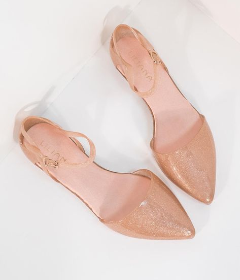 Champagne Sparkle Jelly Pointed Toe d’Orsay Flat Classy Flats, Fall Wedding Shoes, Beach Wedding Shoes, Wedding Shoes Flats, Buy List, Dream Closets, Retro Clothing, Cute Winter Outfits, Comfortable Flats