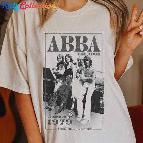 Queen Hoodie Band, Abba T-shirt, Graphic Tees Vintage Aesthetic, 90s Band Tee, Abba Merch, Band Shirt Aesthetic, Lumineers Shirt, Abba T Shirt, Band Tshirt Aesthetic