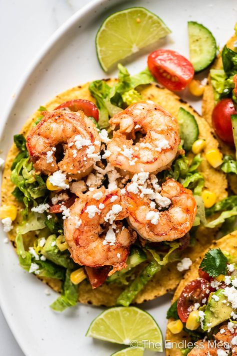 Deviled Shrimp, Shrimp Recipe Easy, Recipes For Shrimp, Healthy Shrimp Recipes, Tostadas Recipe, Shrimp Tostadas, Seasoned Shrimp, Tostada Recipes, Seafood Dinner Recipes