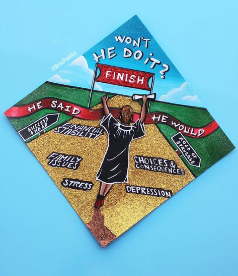 Finishing the race with Gods help graduation cap topper Rappers Graduation Cap, Graduation Cap Designs Mba, Track Graduation Cap, Graduation Cap Decoration Nursing, Highschool Graduation, Senior Graduation Quotes, Creative Graduation Caps, Graduation Hats, College Grad Cap Ideas