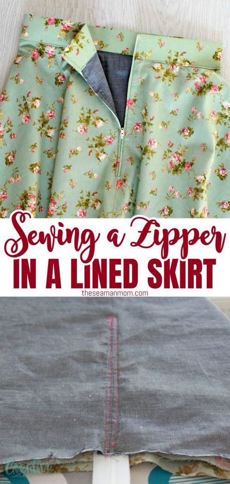 Skirt lining adds body and volume but it can get tricky when it involves adding a zipper too! But lining a skirt (or a dress) is a lot easier than one might think! Here's how to sew a zipper on a skirt with lining the easy peasy way! Sew A Zipper, Zipper Tutorial, Sewing Creations, Skirt Patterns, Woman Suit, Sew Zipper, Skirt Lining, Skirt Sewing, Patterns Sewing