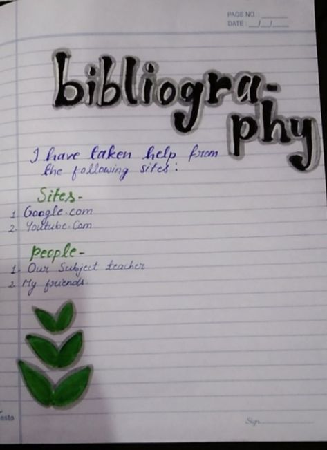 Design for bibliography How To Write Bibliography For Project, Bibliography Design For Project Aesthetic, Bibliography For Project, Bibliography Design, Bibliography Ideas, Bibliography For School Project, Ideas For Project, Acknowledgments For Project, File Decoration