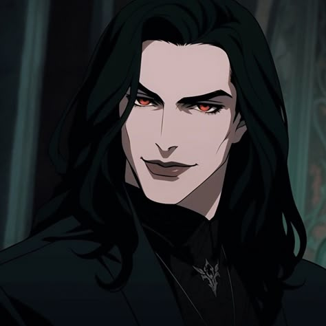 Male Vampire, Goth Guys, Arte Punk, Vampire Art, Fantasy Male, Poses References, Long Black Hair, Handsome Anime Guys, Handsome Anime