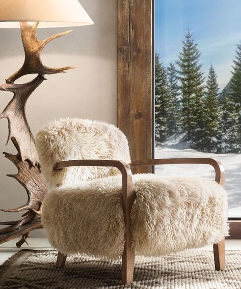 Mountain Home Makeover - Mountain Living Rh Ski House, Mountain House Decor, Ski House, Chalet Style, Mountain Living, Lodge Style, Leisure Chair, Mountain Home, Mountain House