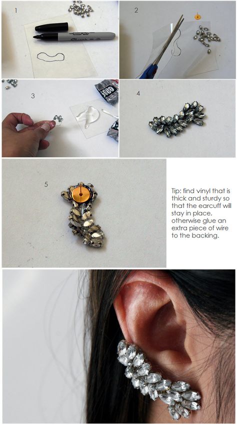 Diy Ear Cuff Tutorial, Diy Ear Cuff, Ear Cuff Tutorial, Chandelier Earrings Diy, Ear Cuff Diy, Cuff Tutorial, Diy Earrings Tutorial, Cuffs Diy, Crystal Ear Cuff