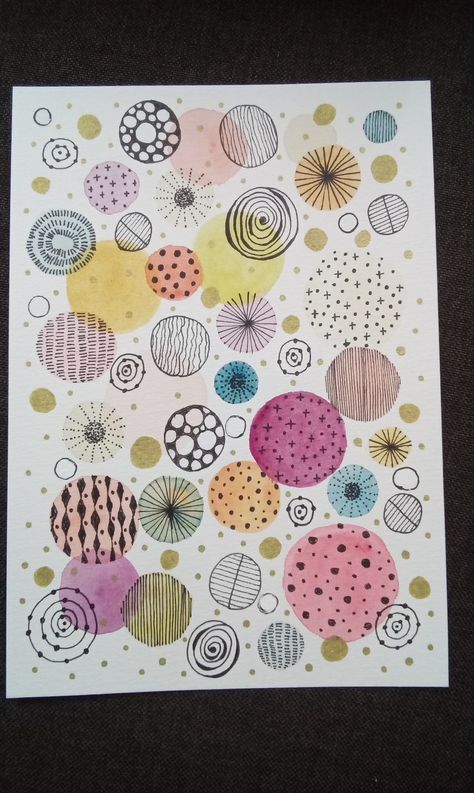 Random watercolours and doodles idea #flowers #doodles #idea #arts #round Collage Doodle Art, Doodles In Circles, Zentangle Watercolor, Flowers Doodles, Circle Doodles, Colorful Doodles, Journaling 101, Circles Art, Zen Tangles