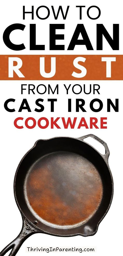 In this guide, learn how to clean rust off of cast iron cookware using the right techniques and top chemical solutions. We will cover methods to get rid of rust on cast iron, how to revive a cast iron skillet from rust, and how to restore a rusty cast iron skillet to its former glory. Throughout the process, it is important to exercise careful handling on a severely rusted cast iron pan and follow the recommended steps to ensure that there will be no remaining rusts on your cast iron cookware. Cleaning Rusty Cast Iron, Rusted Cast Iron Skillet, Rusty Cast Iron Skillet, Cleaning Cast Iron Pans, Vintage Skills, Restore Cast Iron, Cleaning Cast Iron Skillet, Window Cleaning Tips, Seasoned Cast Iron Pan