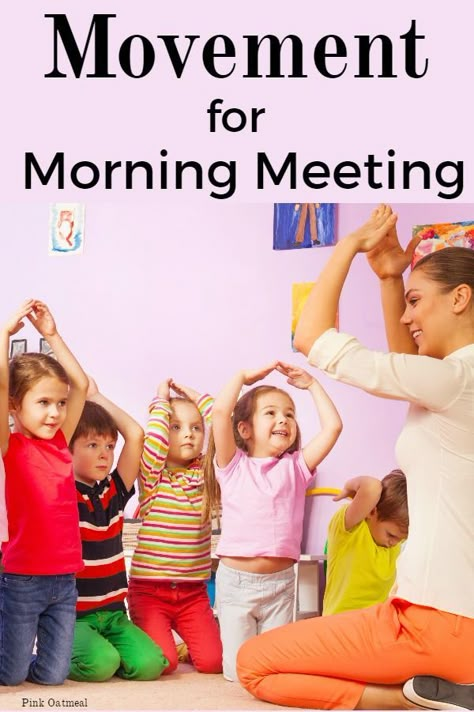 A fun idea for incorporating movement into morning meeting calendar time! Preschool Circle Time Activities, Morning Meeting Activities, Circle Time Songs, Meeting Activities, Circle Time Activities, Preschool Circle Time, Yoga Cards, Responsive Classroom, Preschool Music