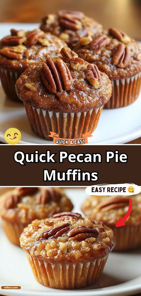 Savor the rich, nutty flavor of pecan pie in muffin form with these Pecan Pie Muffins. Each bite is packed with crunchy pecans and a sweet, pie-like filling, making them a perfect treat for breakfast or a sweet snack throughout the day. #PecanPieMuffins #SweetTreat #BakingLove Pecan Pie Muffins Trisha Yearwood, Pecan Pie Muffins Easy, Muffin Recipes Easy, Pecan Pie Muffins Recipe, Pecan Pie Mini Muffins, Pecan Muffins Recipe, Pecan Pie Muffins, Pie Muffins, Pecan Muffins