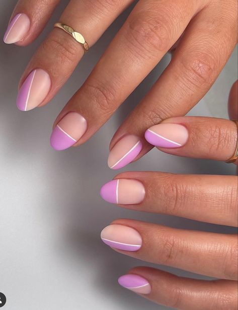 Upside Down French Nails, Spring Nail Colours, Vacay Nails, Magenta Nails, Nail Decals Designs, April Nails, Builder Gel Nails, Spring Nail Designs, Minimal Nails