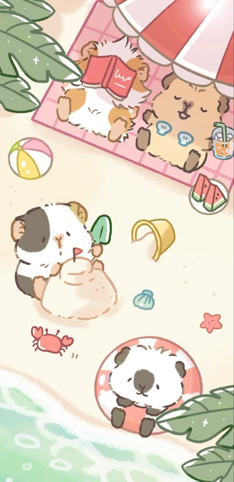 Hamster Kawaii, Cute Animal Cartoon, Karakter Disney, Cute Guinea Pigs, Kitty Drawing, Pretty Phone Wallpaper, Drawing Wallpaper, Hello Kitty Drawing, Cute Animal Drawings Kawaii