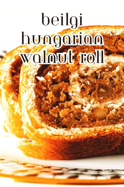 Discover the rich history behind Beigli, Hungarian walnut rolls.  These pastries have been a staple in Hungarian cuisine for centuries, enjoyed by families across generations.  Bring a touch of Hungarian heritage to  your table with this timeless recipe. Hungarian Kremes Recipe, Hungarian Walnut Roll, Hungarian Christmas Cookies, Beigli Hungarian, Hungarian Nut Roll Recipe, Walnut Rolls, Walnut Roll, Hungarian Cookies, Hungarian Dishes