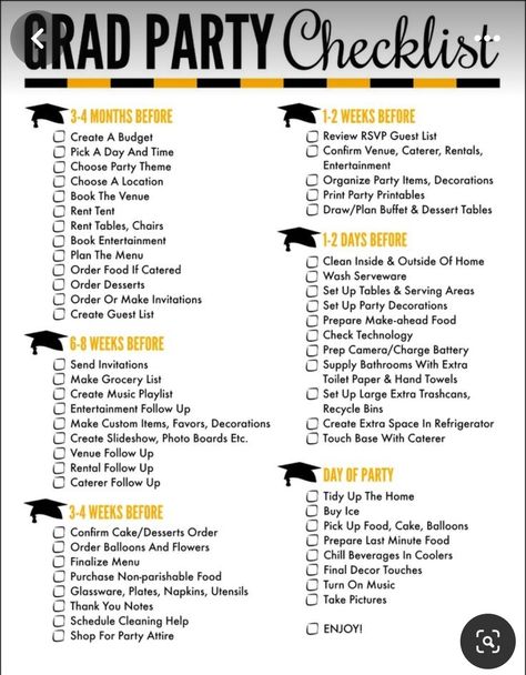 8th Grade Grad Party Ideas, 8th Grade Party Ideas, 2025 Graduation Party Ideas, Grad Party Checklist, Graduation Party Planning Checklist, Tent Drawing, Party Planning Checklist, 8th Grade Graduation, Party Checklist