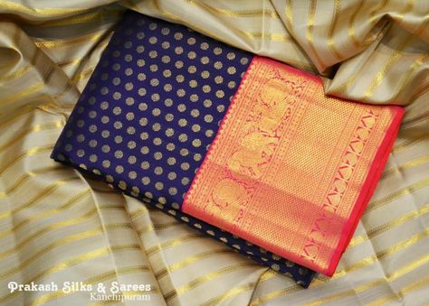 Beautiful kanchipattu Saree with butta Pattu Sarees Wedding, Kanchipattu Sarees, Kanchi Saree, Navy Blue Saree, Blue Silk Saree, Indian Sari Dress, Silk Saree Kanchipuram, Indian Silk Sarees, Wedding Silk Saree