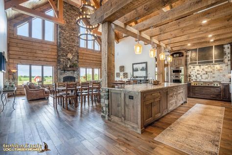 Log And Timber Homes, Barn House Interior, Cabin Interior Design, Log Home Living, Log Cabin Interior, Timber Homes, Barn House Design, Barn Style House Plans, Timber Frame Homes