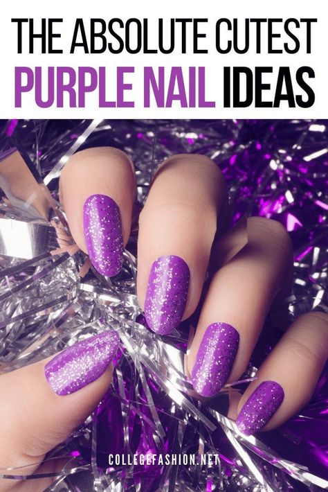 Nail Designs Violet, Purple Nail Design, Purple Nail Ideas, Purple Manicure, Purple Ombre Nails, Purple Glitter Nails, Ombre Nail Art Designs, Nails Design Ideas, Purple Nail Art