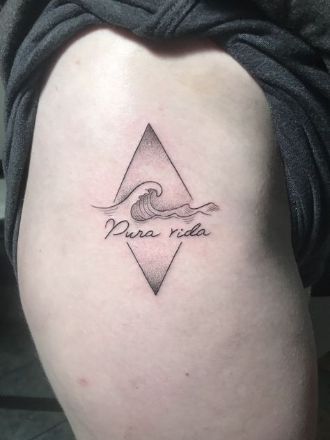 #wave #puravida #geometric #costarica #travel #hip Costa Rica Tattoo Ideas Pura Vida, Puravida Tattoo, Costa Rica Tattoo Ideas Travel, Pura Vida Wave Tattoo, Costa Rica Inspired Tattoos, Pura Vida Tattoo Ideas, Pura Vida Tattoo Costa Rica, Costa Rica Tattoo Ideas, Hot Air Balloon Tattoo