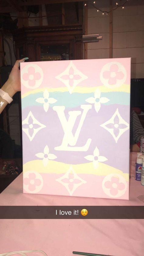 Prada Canvas Painting, Lv Canvas Painting, Baddie Canvas Art, Fun Painting Ideas On Canvas Aesthetic, Lv Drawing, Stuff To Paint On A Canvas, Girly Paintings On Canvas Easy, Louis Vuitton Painting, Things To Paint Aesthetic